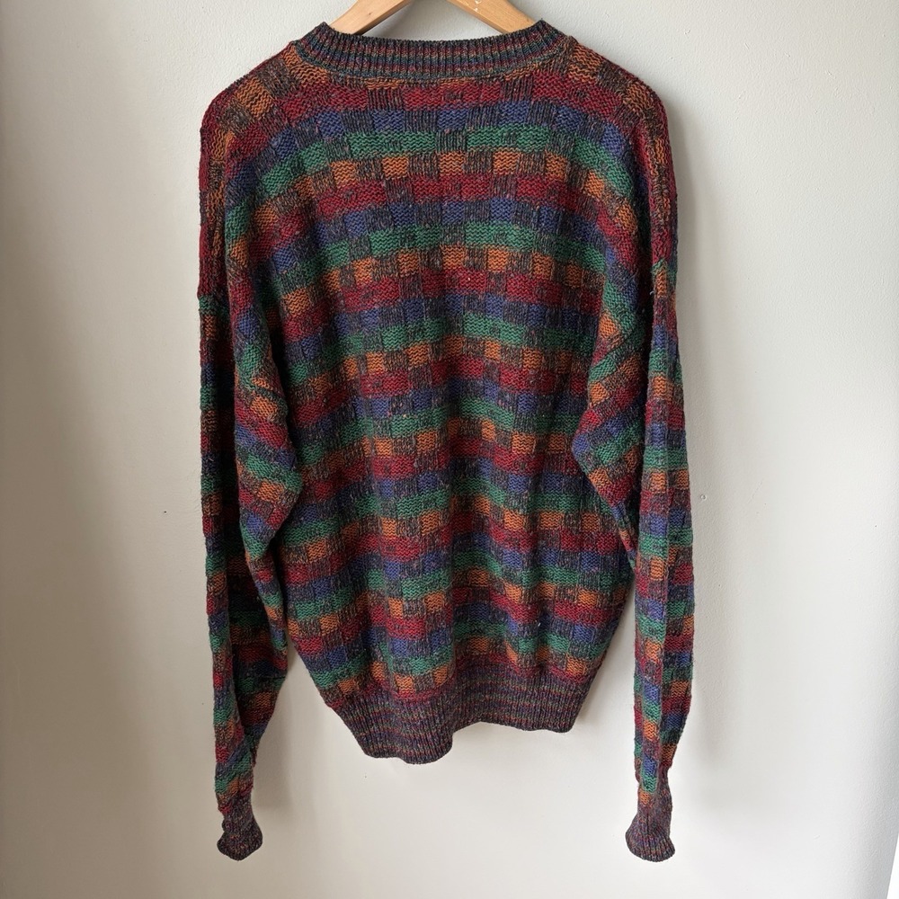 Vintage Unbranded Men's Pullover Sweater Size XL Unique Colorful Checkered - Picture 2 of 7